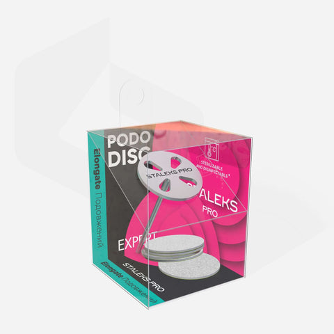 Диск за педикюр PODODISC M EXPERT и комплект еднократни пили 180 grit – 5 бр. (20 mm) на изображението.
