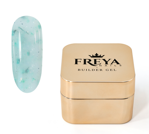 Imperial Bloom Builder Gel 02 - Crystal Mint - тюркоазен изграждащ гел с флорални и брокатени ефекти