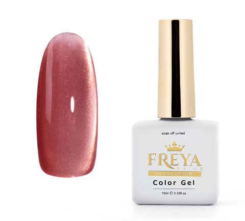 Гел лак Lux Cat Eye - 28 в червено розови нюанси и стъклен блясък, бутилка Freya Nails