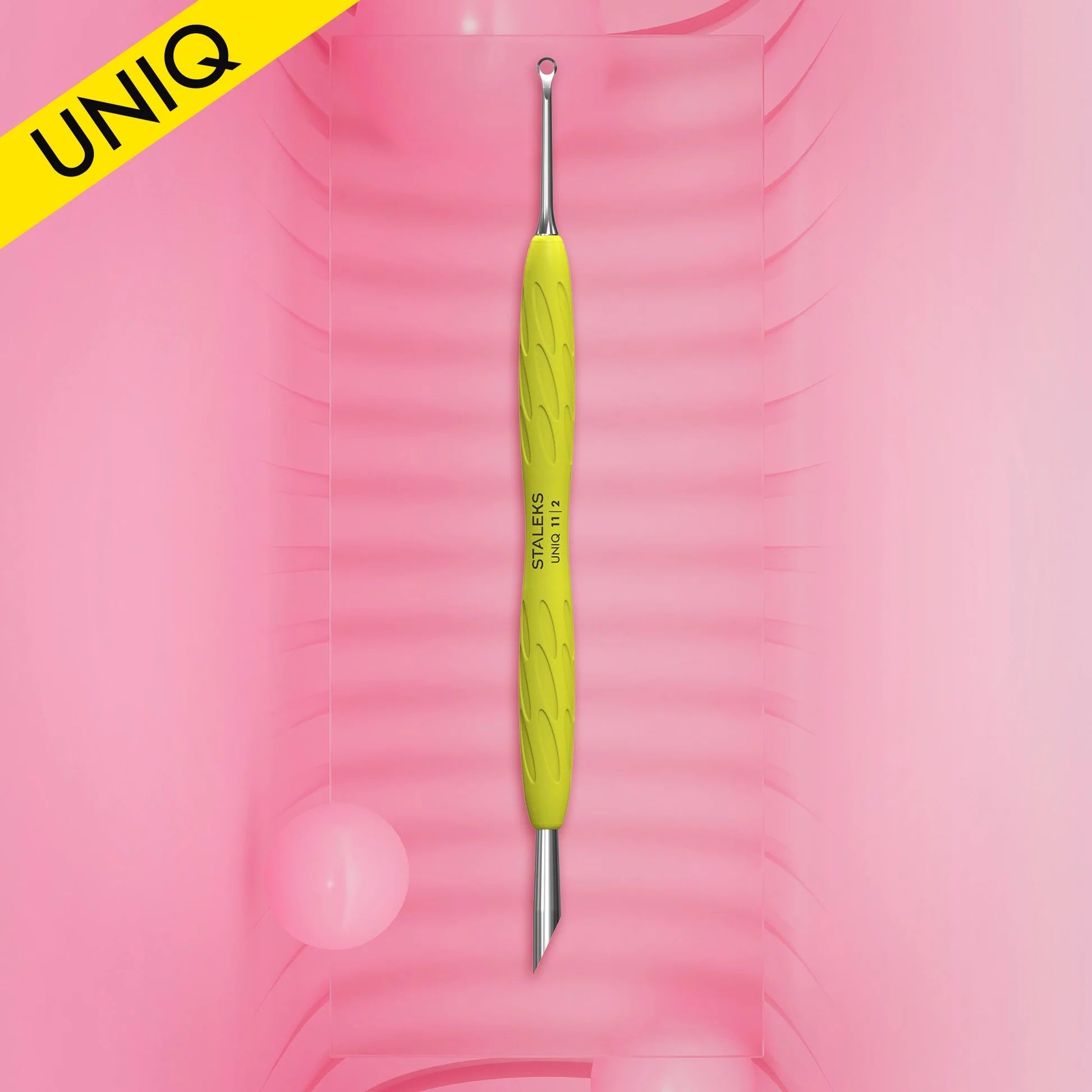 Empujador con cureta para manicura con mango de silicona STALEKS “Gummy” UNIQ 11 TYPE 2