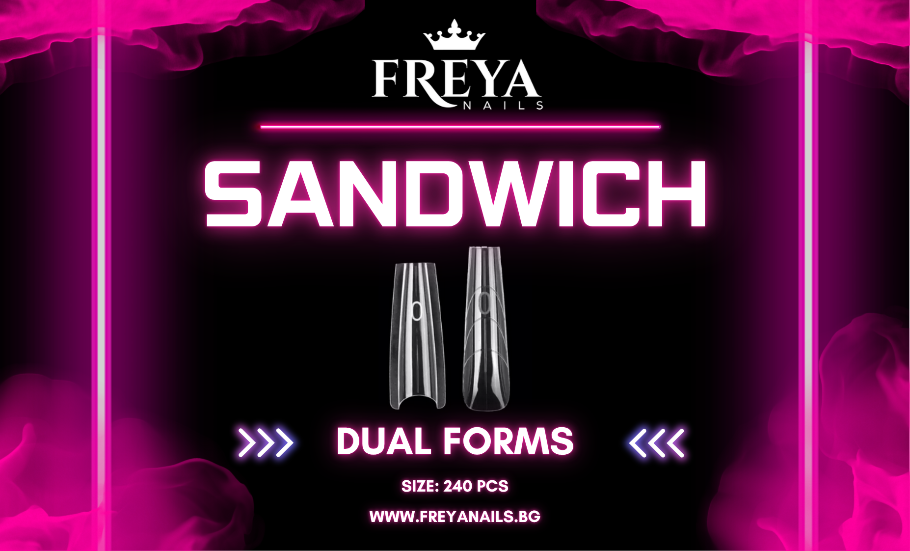 Горни форми - Sandwich Dual Forms by Freya Nails, 240 pieces for nail decoration and enhancement.
